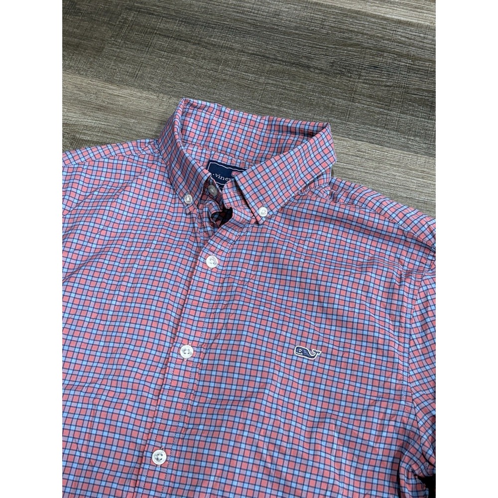 Vineyard Vines‎ Whale Shirt Small Slim Fit Button Down Plaid Nylon Spandex